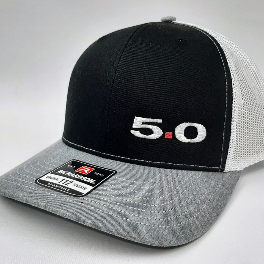 Richardson 112 Mustang 5.0 Mesh Snapback Cap Hat Tri-Color Mustang GT Coyote V8